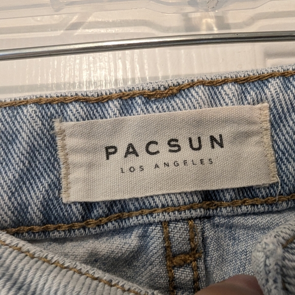 Pacsun Mom Jeans Light Wash Raw Hem Denim High Rise straight sz 28 grunge boho - Picture 3 of 12